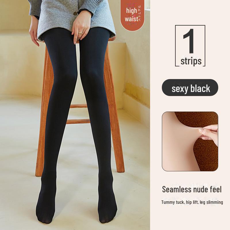 Women's Sheer Nude Leggings, Velvet-Lined for Autumn/Winter