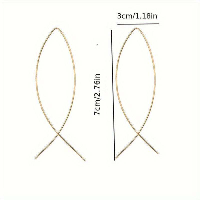 1 Pair Simple Classic Iron Drop Earring Chic Threader Fish Line Cross Design, Fashionable Dangle Earrings