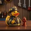 Ornement Atmosphérique pour Armoire Canard Pompier Figurine, Ornement de Bureau en Résine Durable, Pompier Créatif Statue Jaune en Caoutchouc Tableau de Bord de Voiture