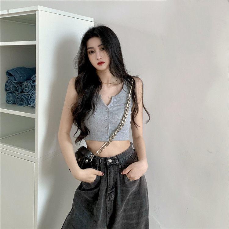 Women Vest Cotton Round Neck Solid Color Basic Sleeveless Undershirt Tops Tees