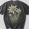 Edelweiß Botanische Illustration T-Shirt – Vintage Alpin Floral Comfort Colors Shirt
