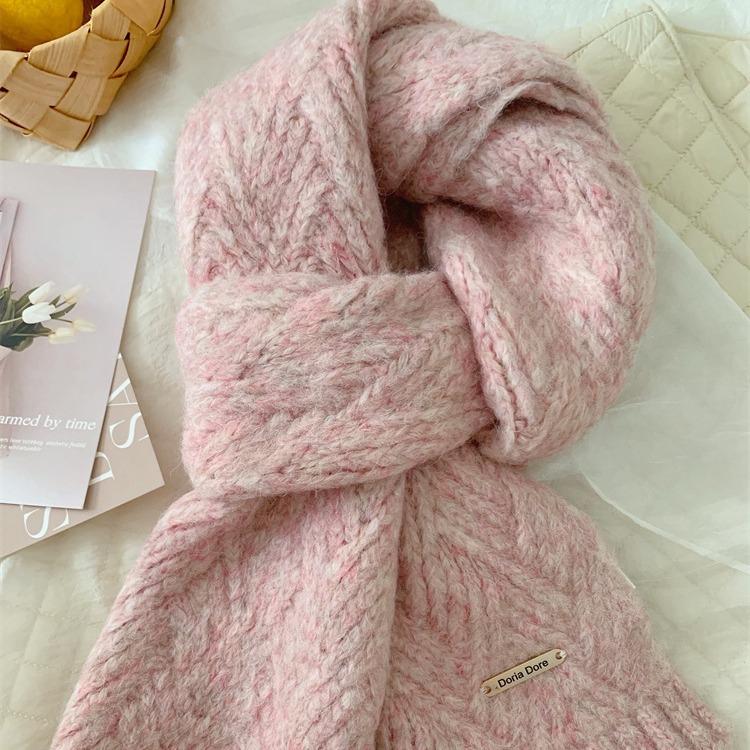 Wool Knitted Scarf for Women in Autumn and Winter New Style Korean Style Versatile High End Thickened Warm Student Scarf