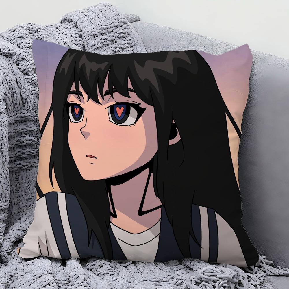 1 Stück A-AOKIZY Animationskunst Kissenbezug Quadratisches Kissen Schlafzimmer Sofa Freizeit Komfortkissen Auto Wohnzimmer Heimdekoration 40X40