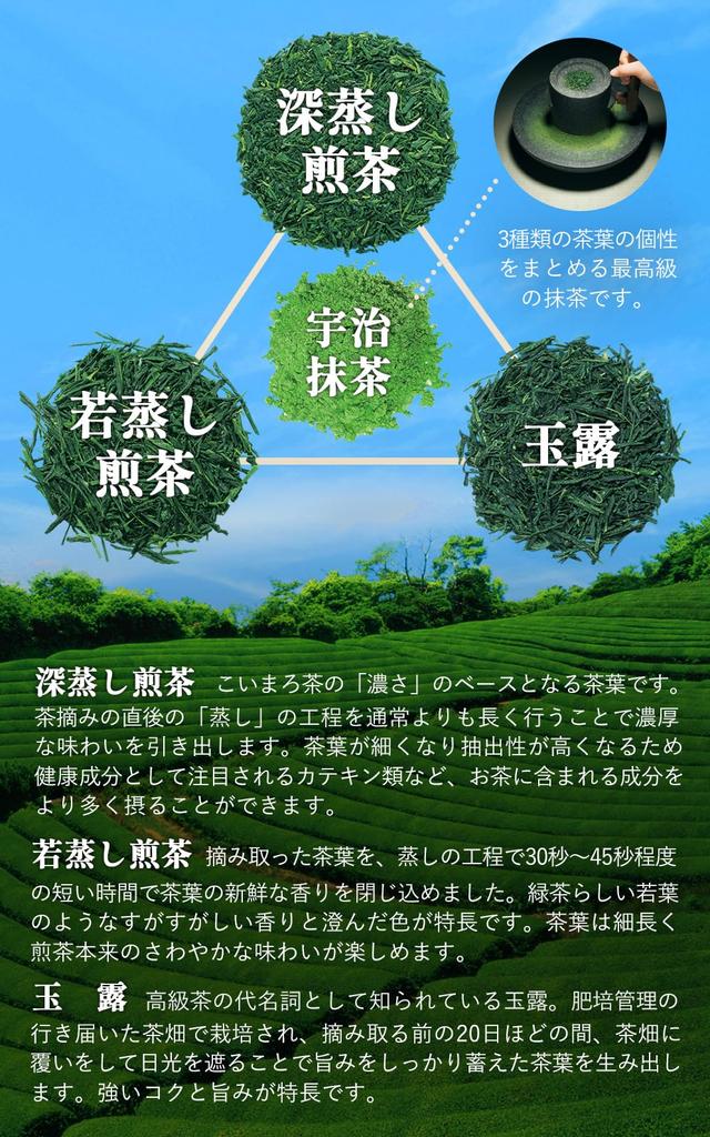 [Monde Selection Award Winner] Kyoto Ujitawara Tea Factory Koimaro Tea, 240g, Japanese Tea (Gyokuro, Deep-Steamed, and Waka-Steamed Sencha Blended
