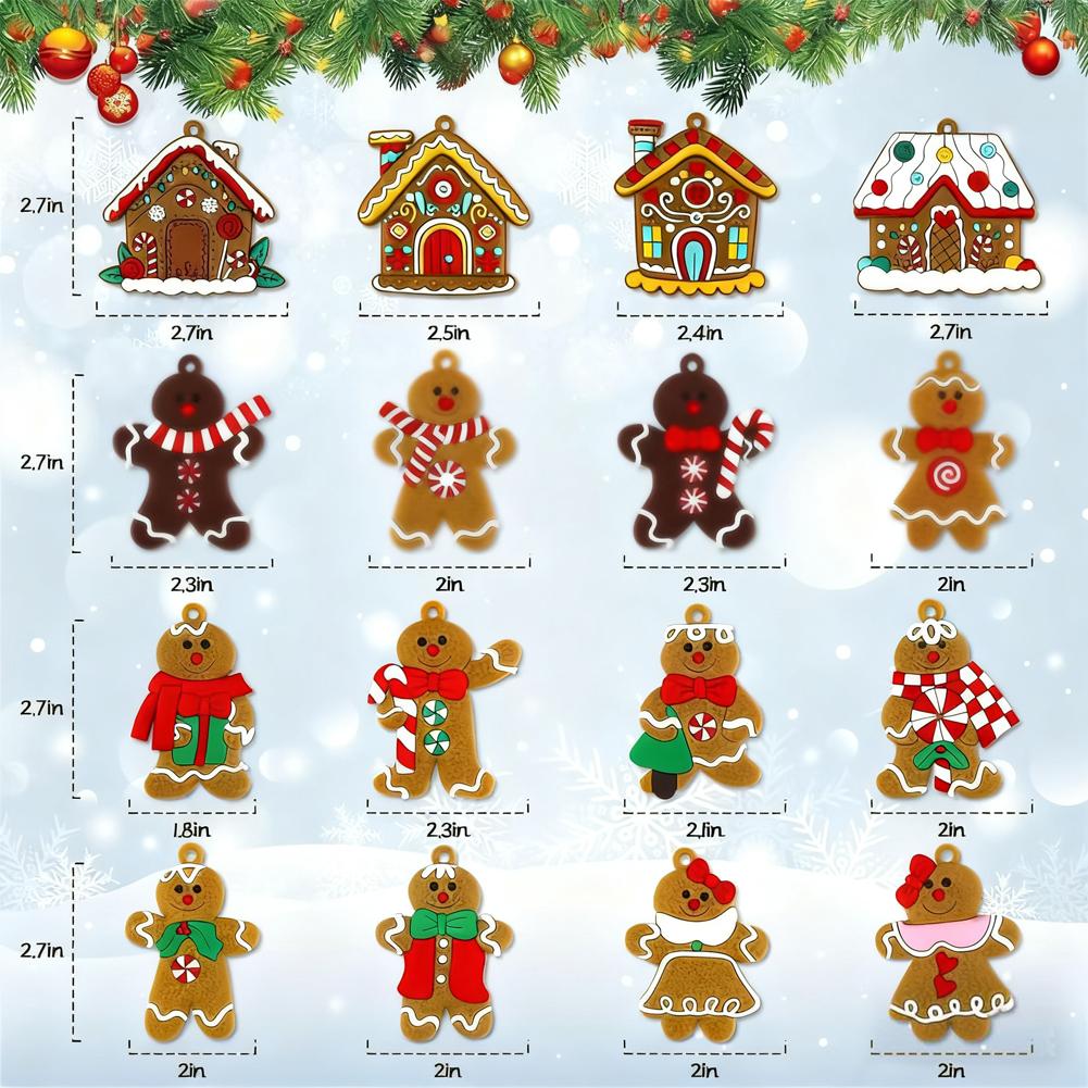 16/32pcs Christmas Wooden Pendants Gingerbread Man Xmas Tree Hanging Ornaments Home Party Christmas Decor Navidad New Year Gifts