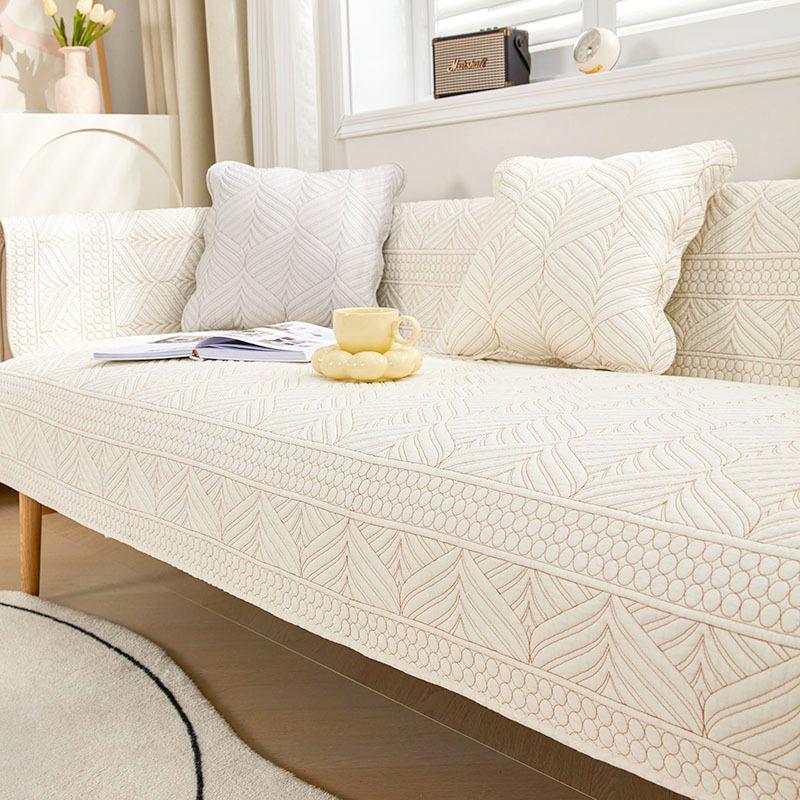 Sofa Cushion Four Seasons Universal Non-Slip Fabric Pure Cotton Simple Modern Seat Cushion Cotton Solid Wood Sofa Cover Towel Cover Cloth