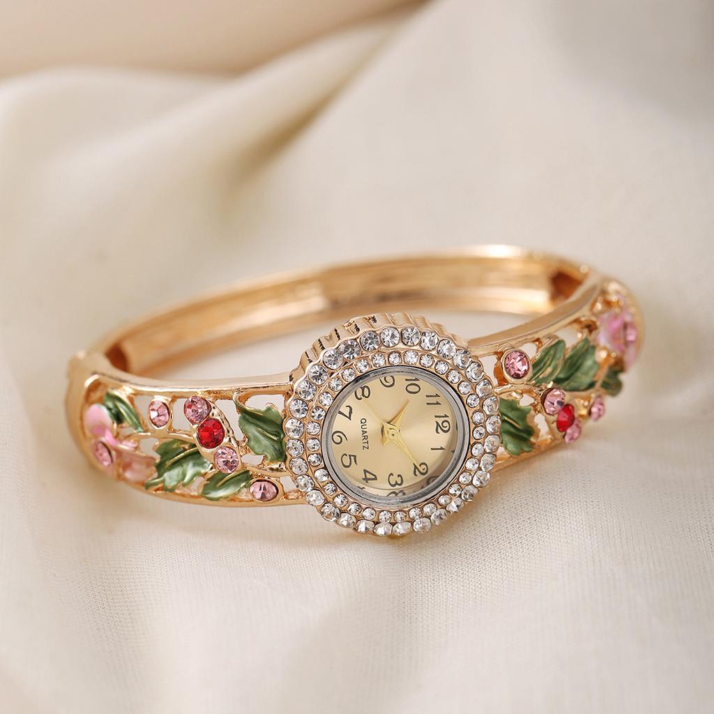 Women's Watch Rhinestone Decorative Leaf Bracelet Quartz Wristwatch