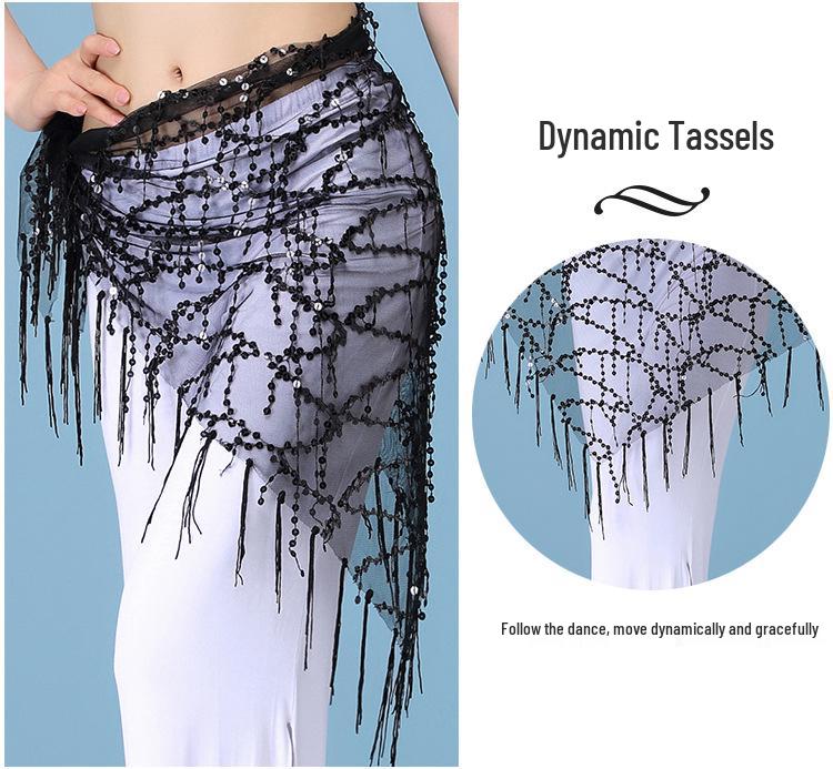 Belly Dance Sequin Tassel Waist & Hip Scarf Costume Belt