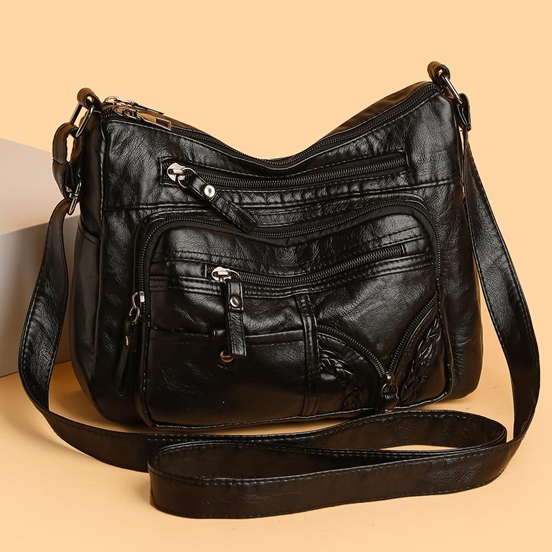 Women's Shoulder Bag PU Large Capacity Multifunctional Messenger Bag Vintage Mother Bag