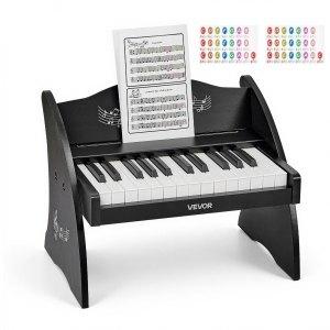 VEVOR Kids Piano Keyboard, 25 Keys Wooden Digital Piano for Kids, Mini Music Educational Instrument Toy with Realistic Sound, Dual Power