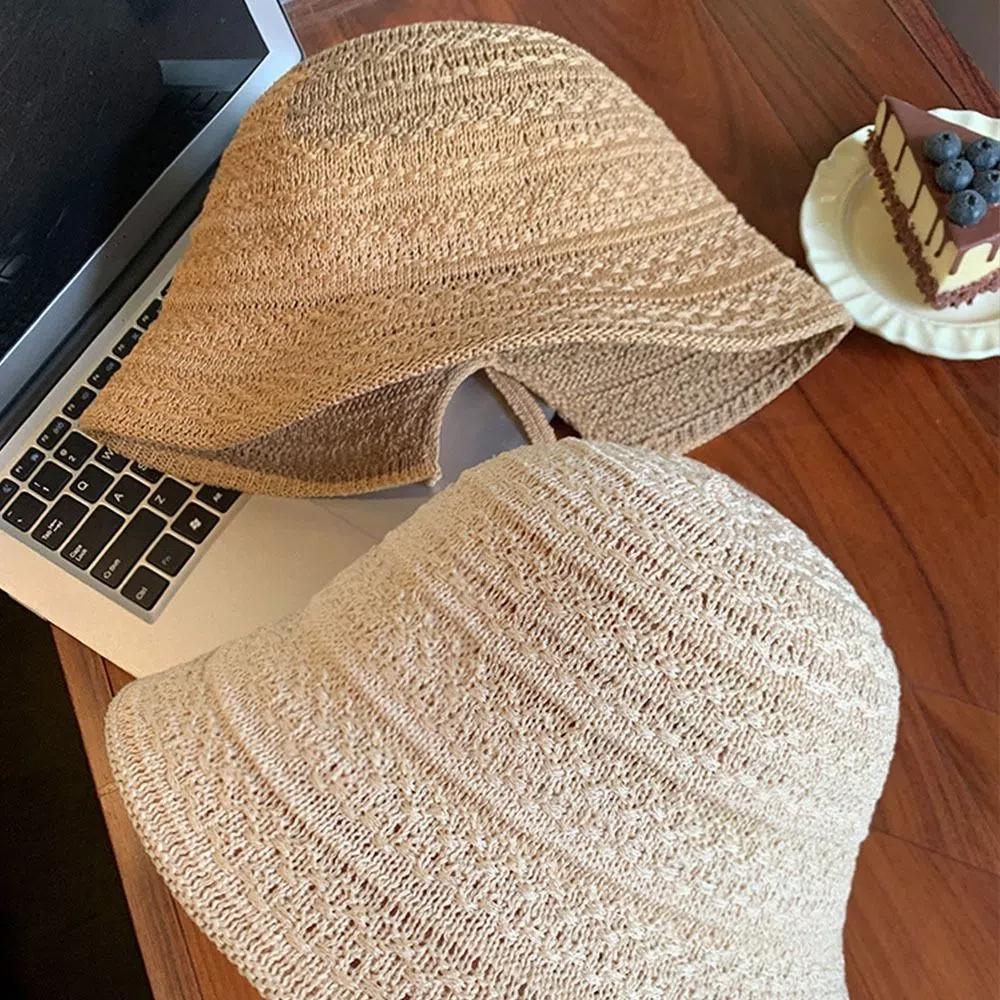 Handmade Beach Sun hat Women's Visor Bucket Hat Ins Weaving Straw Cap  Girls