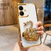 KEYSION Shockproof Plating TPU Phone Case for TECNO Spark Go 2 Pop 10 Glitter Jewelled Swan Kickstand Cover for Infinix Smart 10