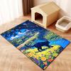 Multiple sizes Black cat by stream wildflowers Print Carpet for Living Room Bedroom Sofa Home Decor Non-slip Mat Luxury Gift