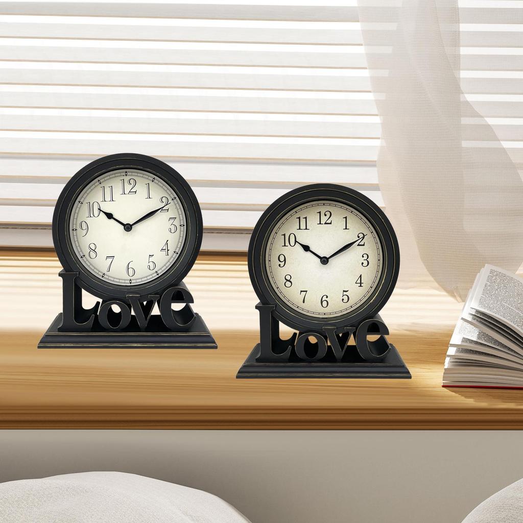 Desk Clock Non Ticking European Style Super Silent Decorative Table Clock Retro for Table Bedroom Indoor Room Decor Desktop