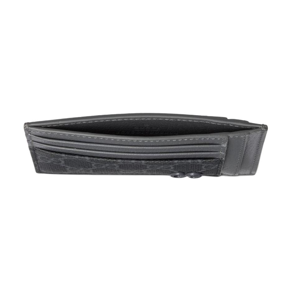 Gucci GG Supreme Canvas Leather Card Holder Black Grey Daily Travel 856561-FACQC-1048