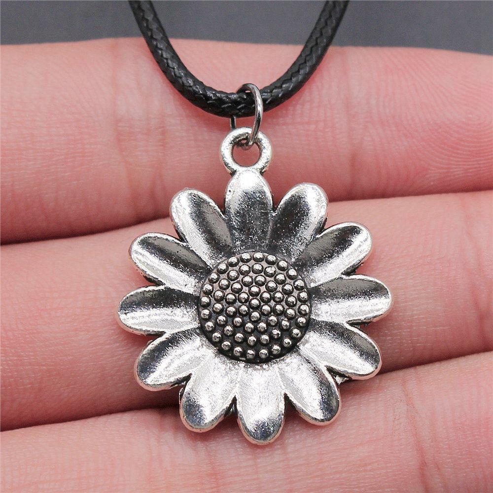 45cm Halskette Lederkette Großes Blatt Blume Kinderschmuck Materialien QN042