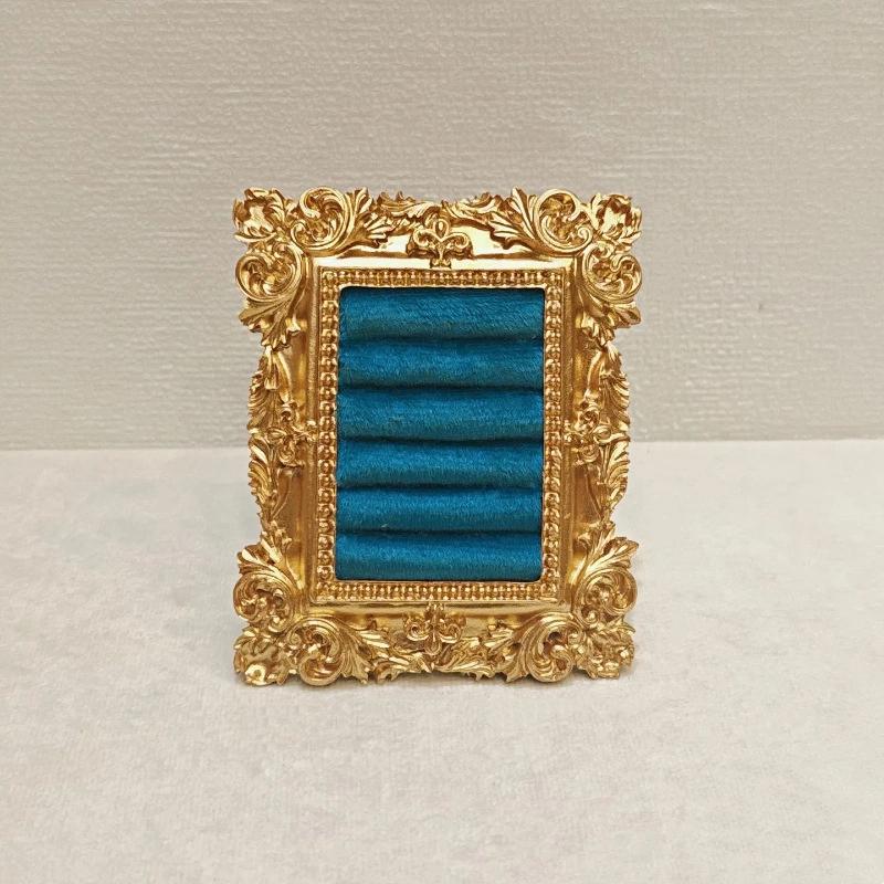 Retro Square Ring Earring Display Stand Jewelry Showcase Storage Tray Shop Window Decoration Photography Background Props