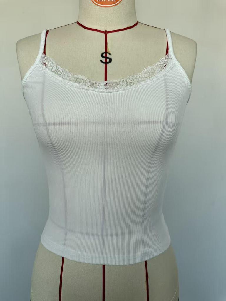 Europäischer Frühling/Sommer 2025 Damen Y2K Enganliegendes Geripptes Cropped Tanktop