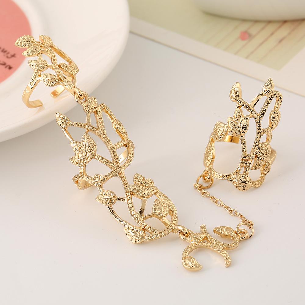 Popular New Accessories, European And American Fashion, Simple Atmosphere, Hollow Leaves, Flowers, One-Piece Set Ring