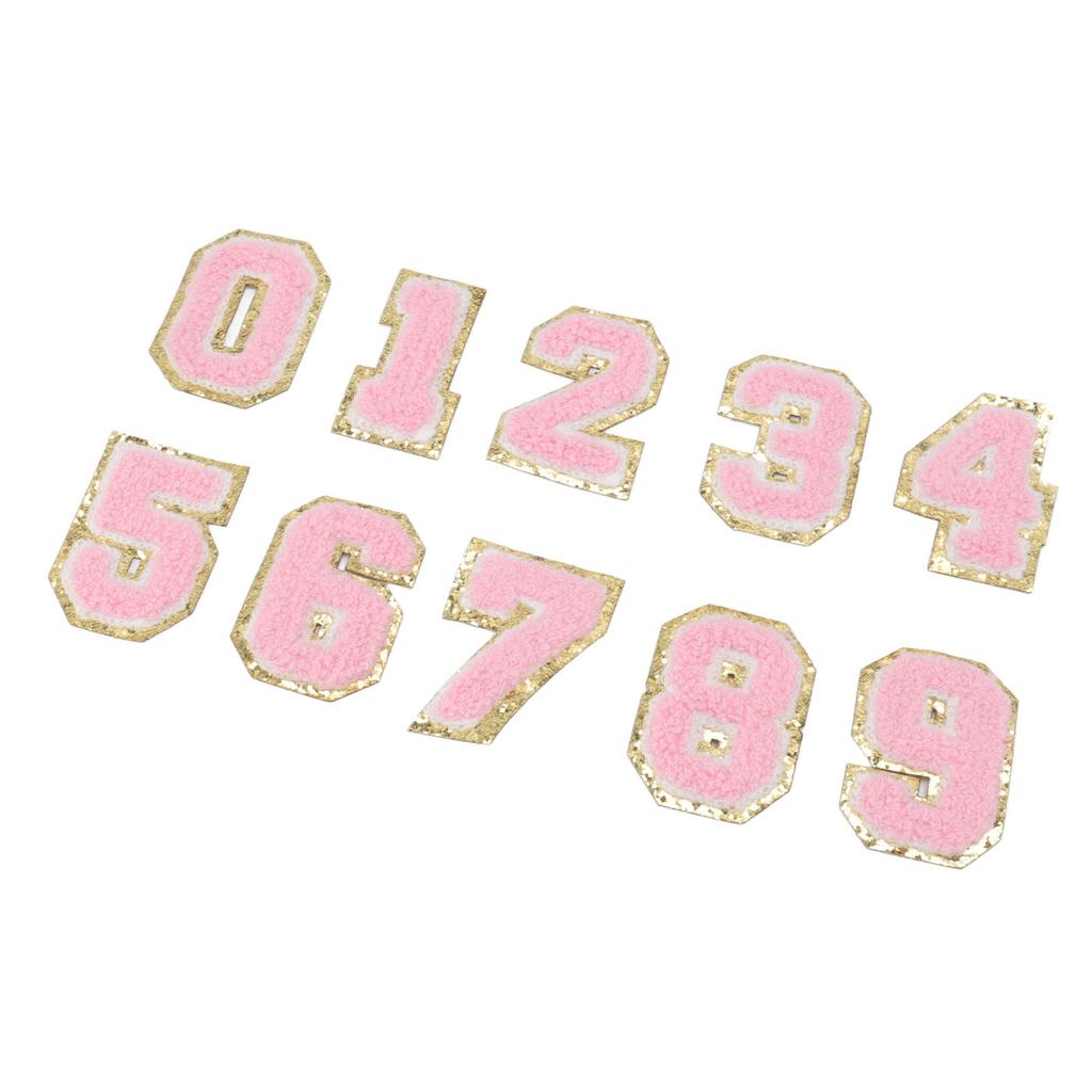 10Pcs Pink Number Patches 0 To 9 Number Exquisite Pink Easy Ironing Widely Used Iron On Patches for Jacket Shirt Shoes