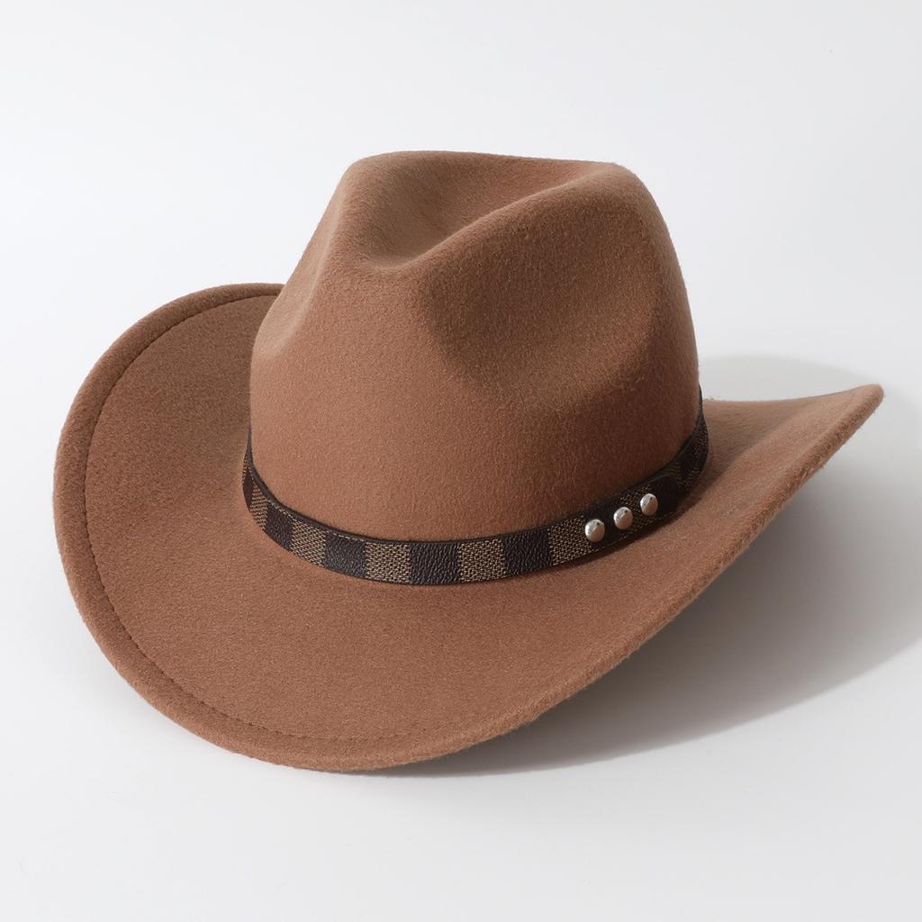 New Western-style Ethnic Woolen Roll-brimmed Fedora Hat for Autumn and Winter, Fashionable and Versatile for Both Men and Women