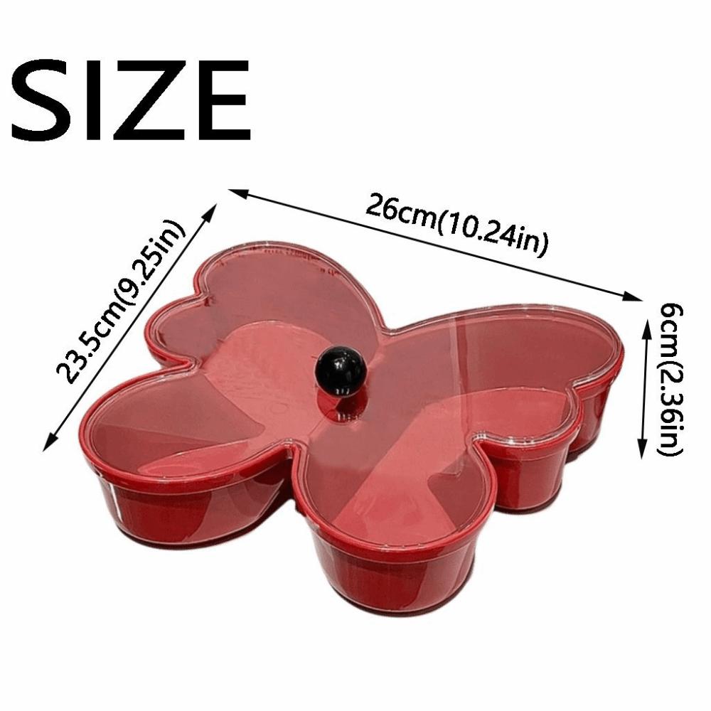Butterfly-shaped Fruit Plate Tray Reusable Creative Candy Storage Box with Lid 2 Compartments Fruit Snack Plates Snack Box