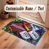 Neon Colorful Theme Soft Crystal Velvet Rug Custom Name & Text Print Non Slip Floor Rug for Bedroom Living Room