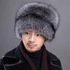 Fox Fur Hat Men's Winter Fur Mongolian Cap 100% Genuine Fox Fur Bomber Hats Warm Ear-protecting Ski Hat