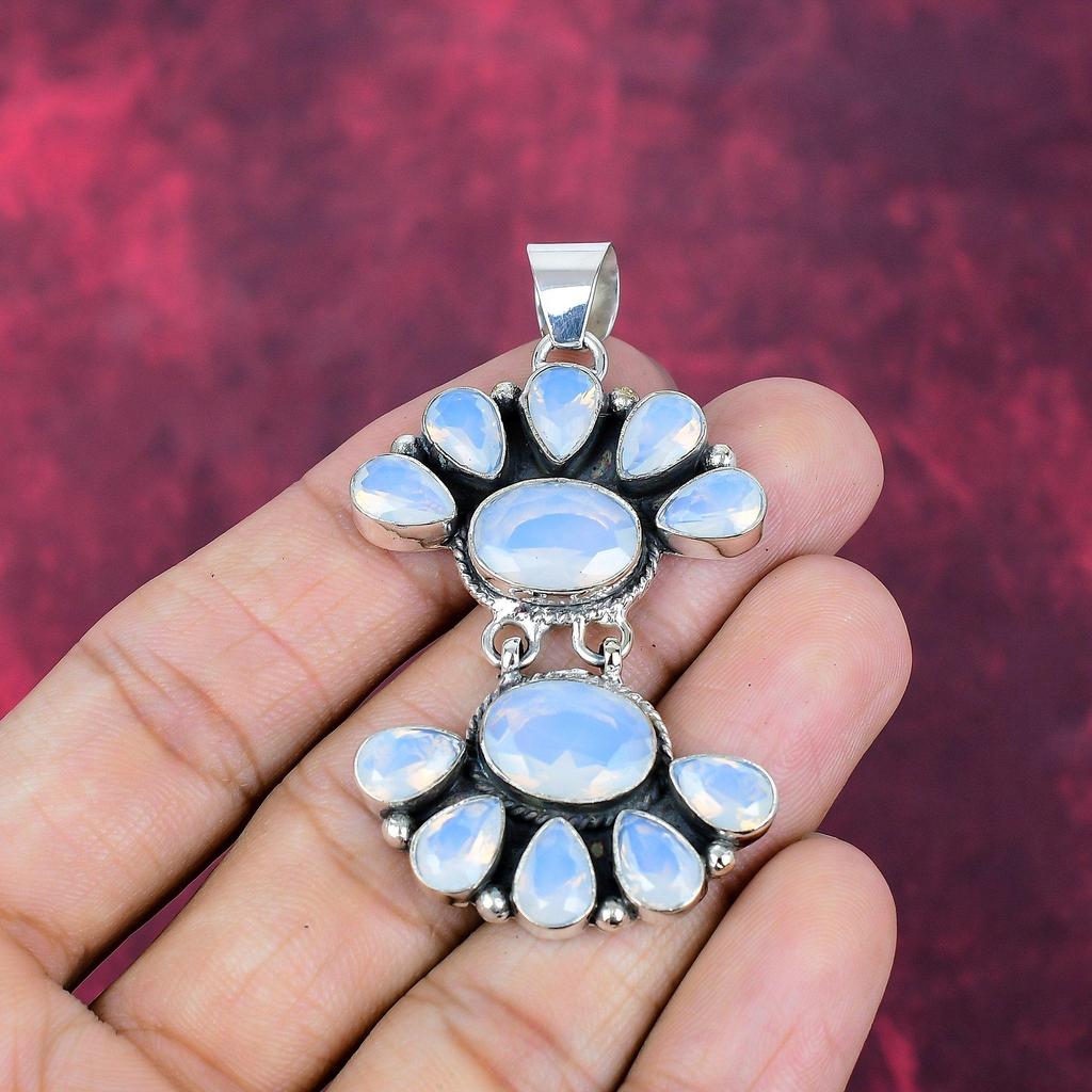 Milky Opal Handmade Latest Design Jewelry Pendant, 925 Solid Sterling Silver Gemstone Pendant, Gift For Mother