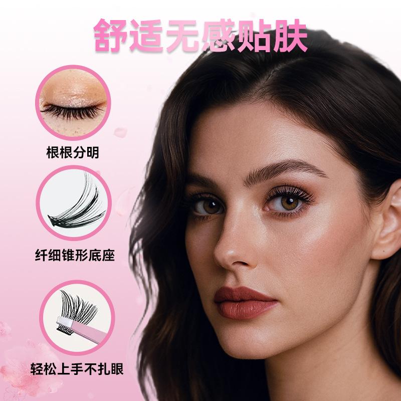 European & American Style 30D/40D Segmented Cluster Lashes 10 Rows Set - Voluminous & Curly DIY Eyelash Extension Kit with Tweezers & Glue