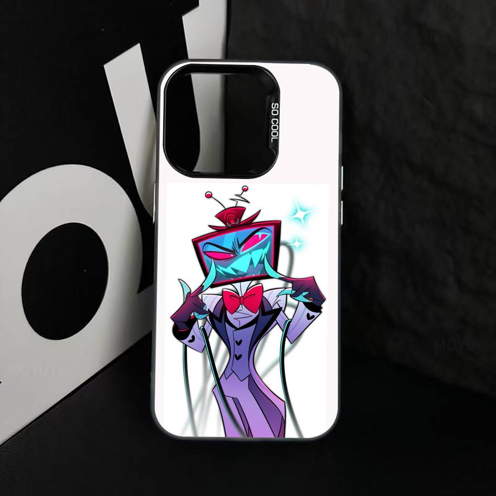 H-Hazbin V-Vox Phone Case For iPhone 17,16,15,14,13,12,11 Plus,Pro Max,XS,Colored Silver Plated Inside Cover