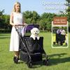 Pet Stroller W/All-Terrain 360° Wheels Foldable Dogs Cats Cart Removable Cushion&Reflective Strips for Small Medium Pet Supplies