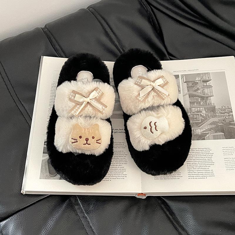 

Милые мягкие и милые пушистые тапочки женские 2025 универсальные осенне-зимние новые для улицы на толстой подошве с начесом нескользящие хлопковые тапочки 42 бежевый