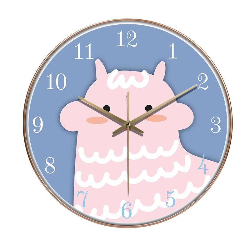 Cartoon Quartz Wall Clock Cute Animals Hanging Wall Clock Living Room Children's Room Kindergarten Decoration Loudspeaker Mute