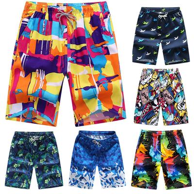 Male Summer Beach Shorts Printed Fashionable Drawstring Pants Causal Sweatpants