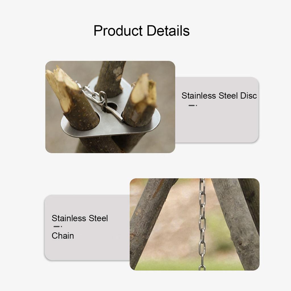 Camping Tripod Board Stainless Steel Portable Campfire Camping Tripod for Outdoor Medium Size