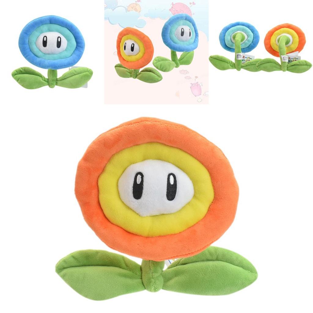 Mario Plush Toy With Realistic Orange Flames And Blue Ice Sunflowers 18cm
