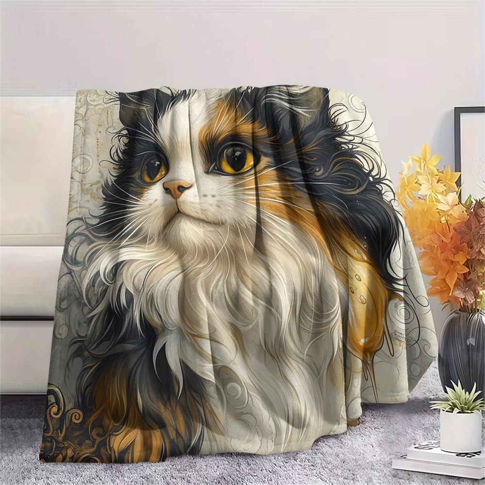 Cute Cats Print Flannel Blanket, High Quality Comfortable for All Seasons, Home Decor, Warmth and Comfort