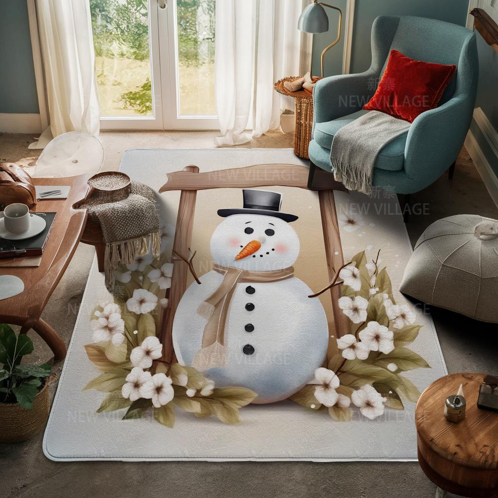House Entrance Carpet Home Door Mat Living Room Bath Foot Bathroom Non-slip Water Absorption Rugs Bath Merry Christmas Winter