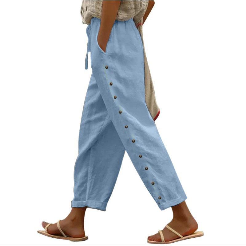 2024 Autumn Women's Elastic Waist Loose Cropped Pants - Versatile Casual Style