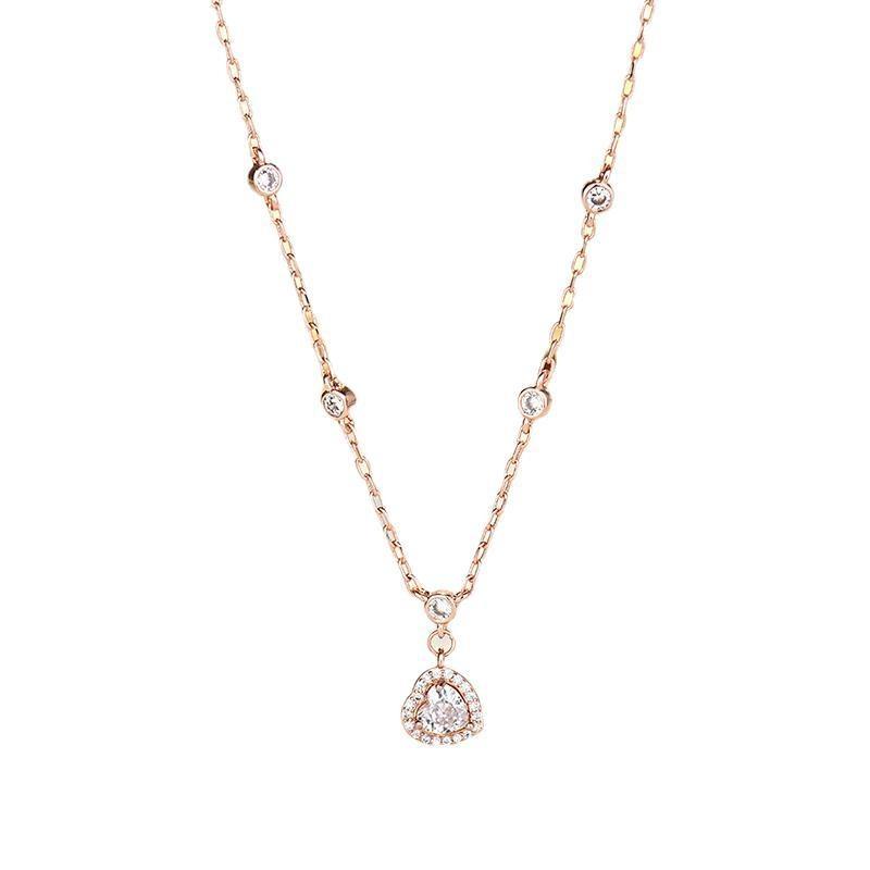 Love Full Diamond Necklace Light Luxury Little Woman Versatile Hot Girl Collarbone Chain Accessories