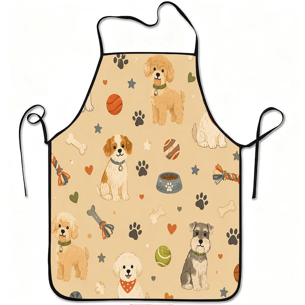1pc Cute Pug Dog Apron Suitable for Cooking, Gardening, Picking - Adjustable Waistband, Durable & Easy-Clean Polyester Apron with Pug Breed for Kitche