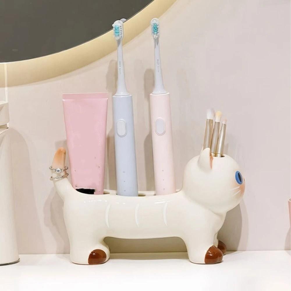 Cat Dog Shape Electric Toothbrush Stand Cartoon Toothpaste Toothbrush Base Washstand Vanity
