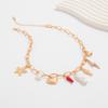SHIXIN Starfish Conch Love Heart Imitation Pearl Red Chili Pendant Necklace Women Adjustable Clavicle Chain Summer Beach Jewelry