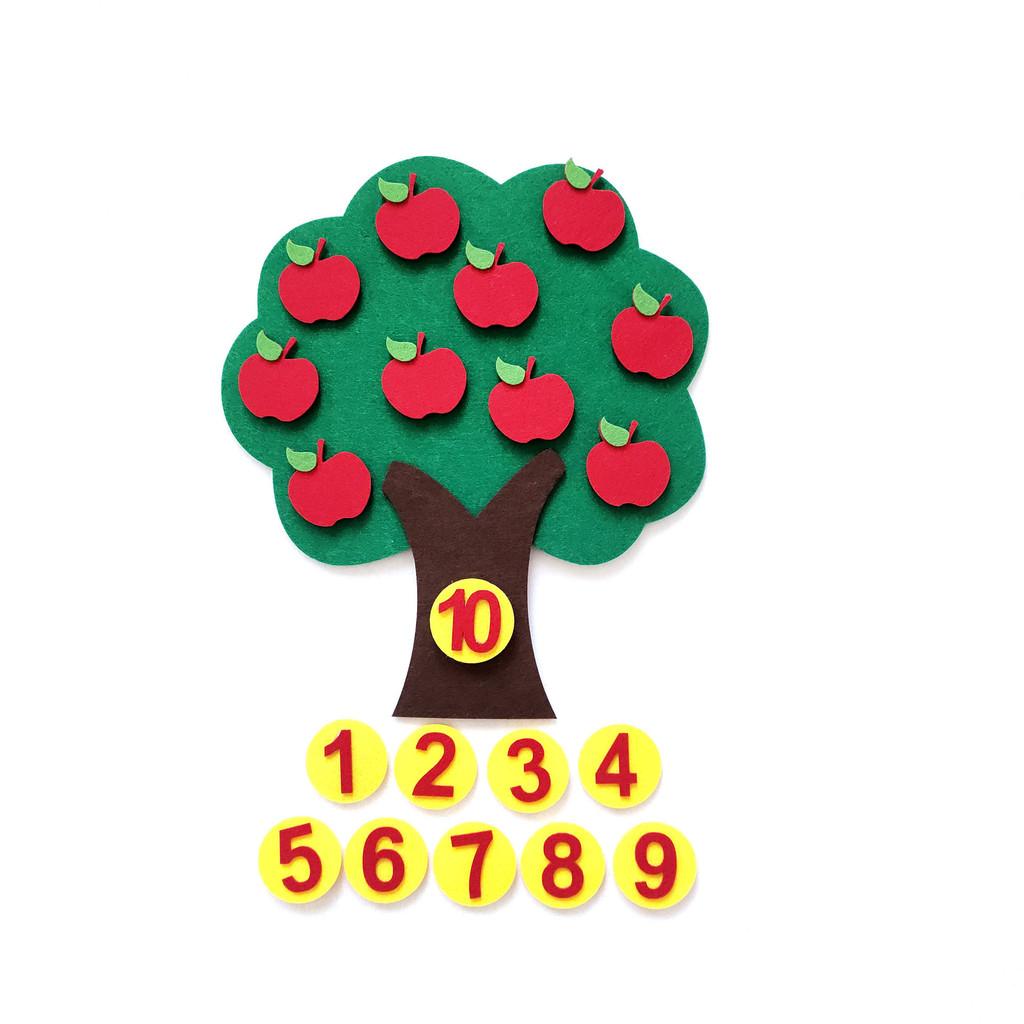 Peache Orange Banana Pear Apple Fruits Tree Felt Math Learning Education Board