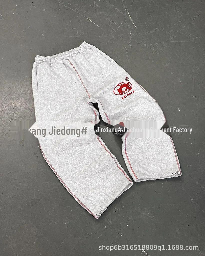 Retro Street Style Printed Sweatpants: Autumn/Winter Hip-Hop Loose Fit for Couples