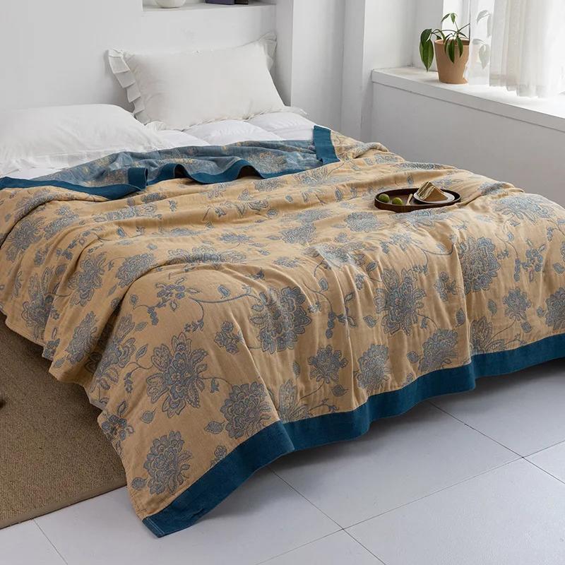 Japanese Throw Blanket Cotton Gauze Towel Four Seasons Bedspread Soft Leisure Blanket Single Double Dormitory Home Sofa Cover