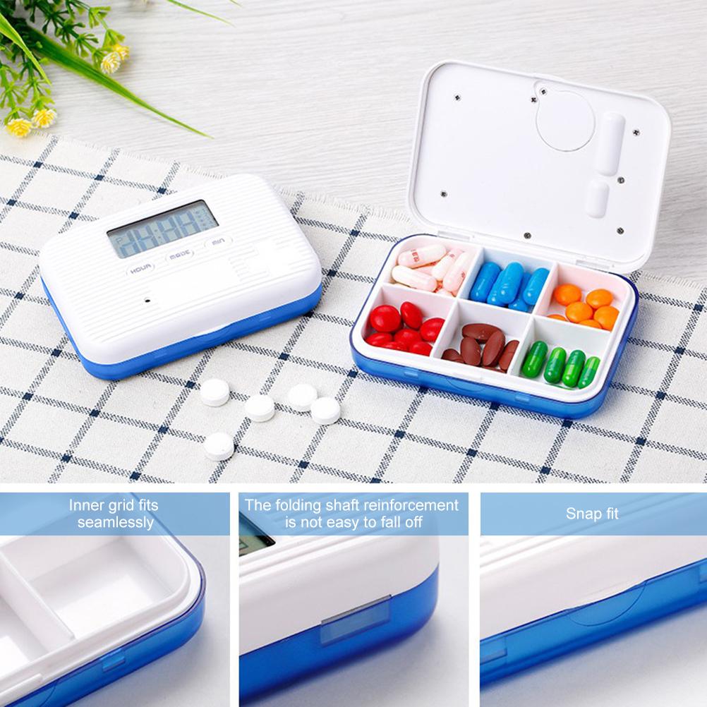 Pill Dispenser with Alarm Electronic Pill Organizer with LCD Display 6 Compartments Digital Pill