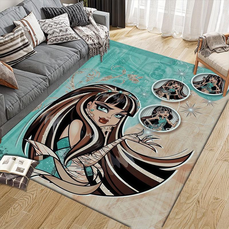 Cleo De Nile Flannel Printed Carpet, Home Sofa Decoration for Living Room & Bedroom, Non‑Slip Play Flannel Floor Mat for Game Room