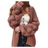 Damen Strickjacke Strickpullover Herbst und Winter Lang Süß Ball Locker Dicker Mantel